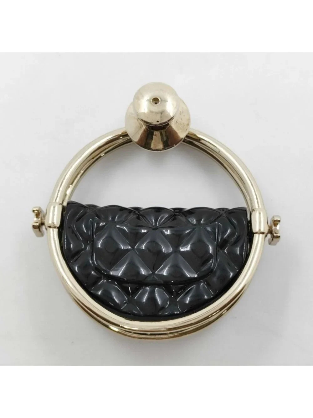 Chanel Brooch CC Logo Gold Quilted Bag